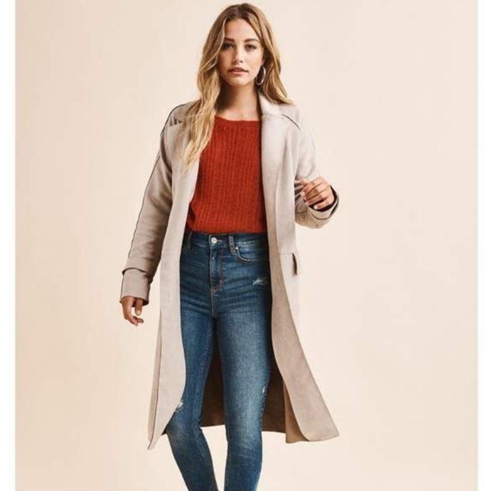 Dymanite suede beige trench coat